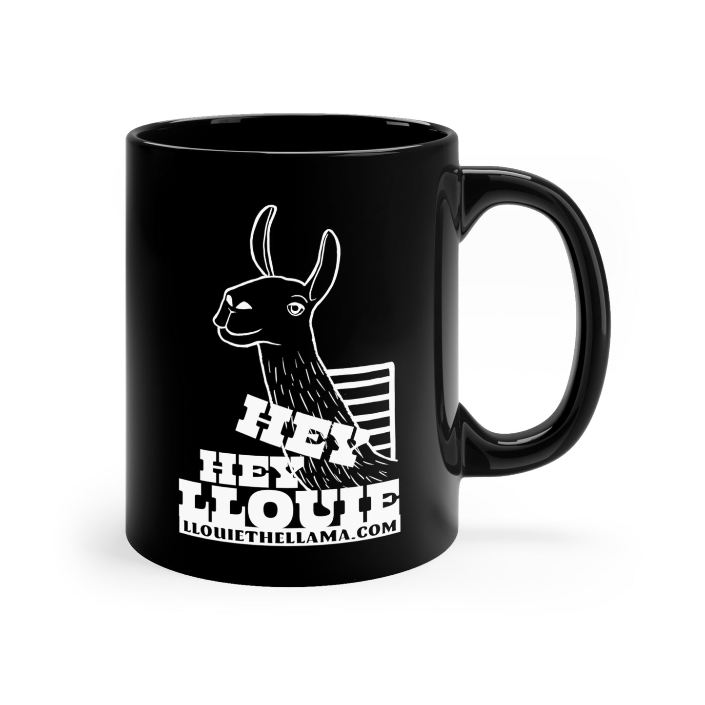 Hey Hey Llouie 11oz Black Mug (White Print)