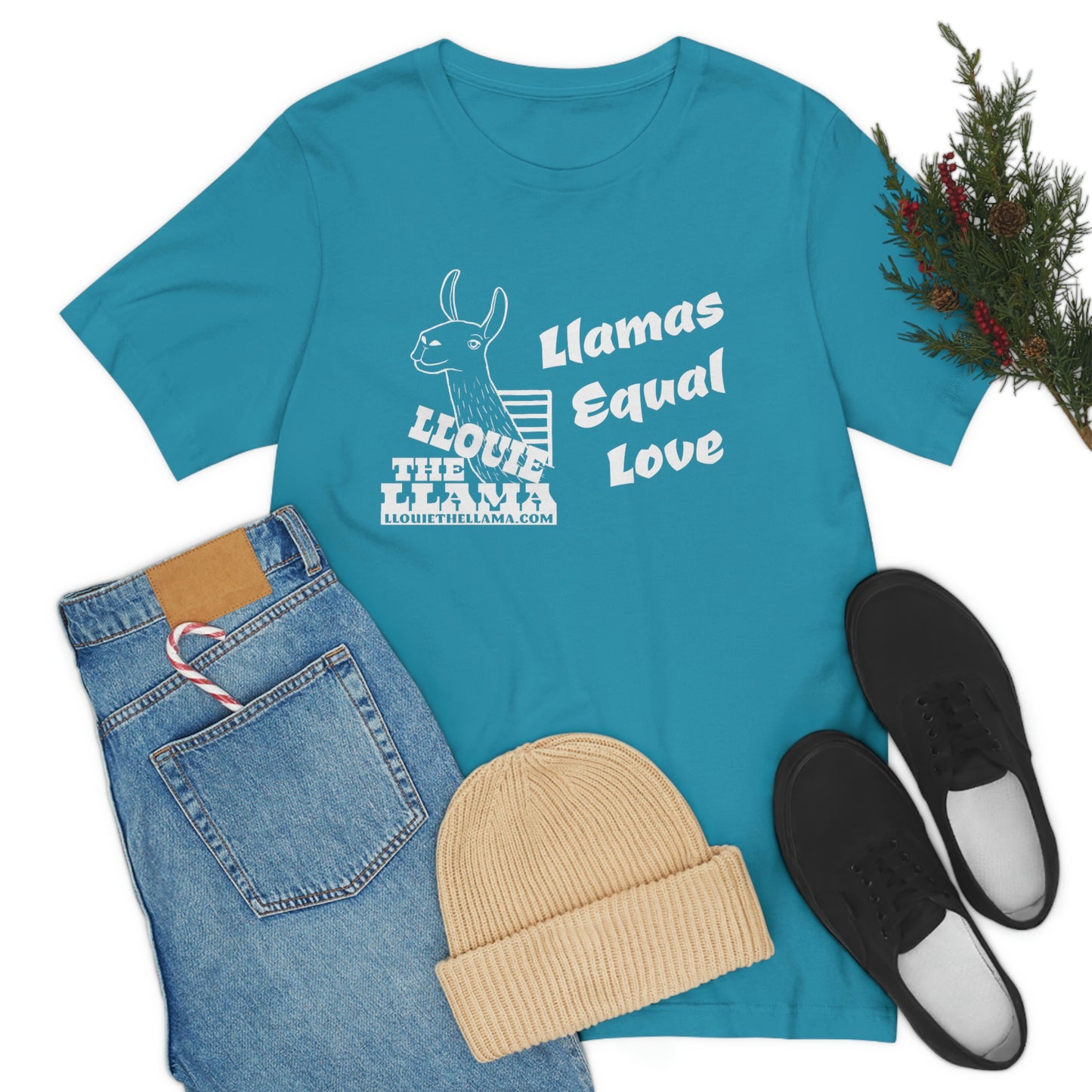 Llouie The Llama - Llamas Equal Love T-Shirt (White Print)