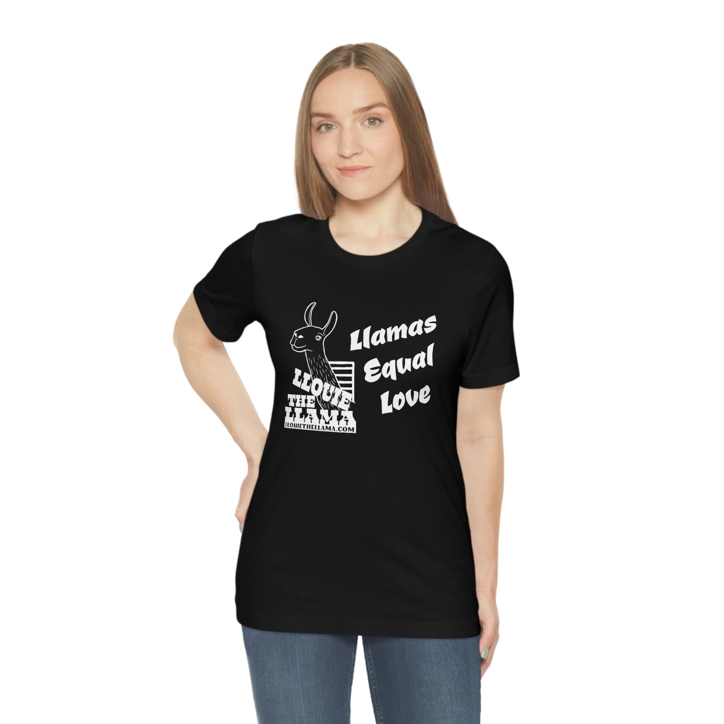 Llouie The Llama - Llamas Equal Love T-Shirt (White Print)