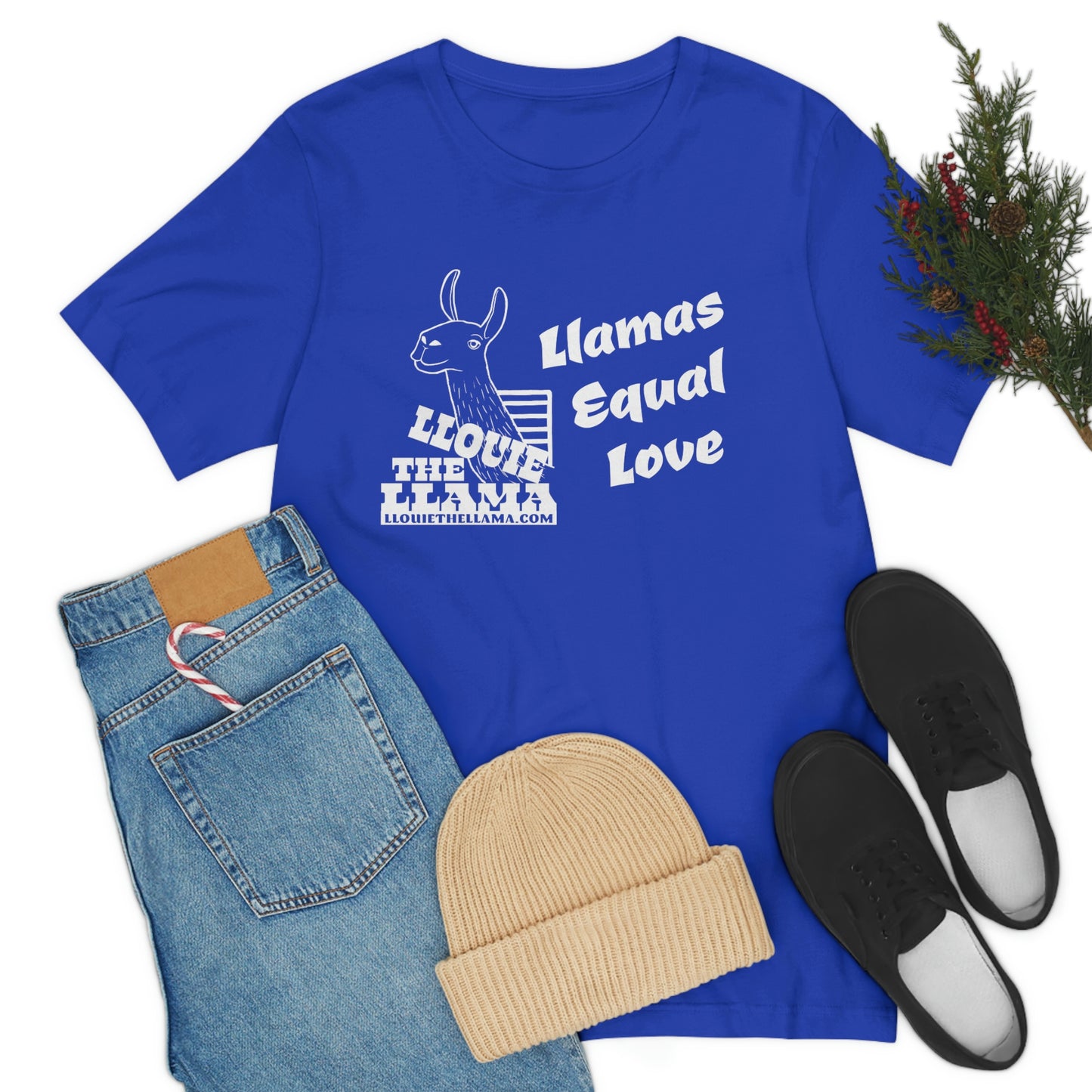 Llouie The Llama - Llamas Equal Love T-Shirt (White Print)