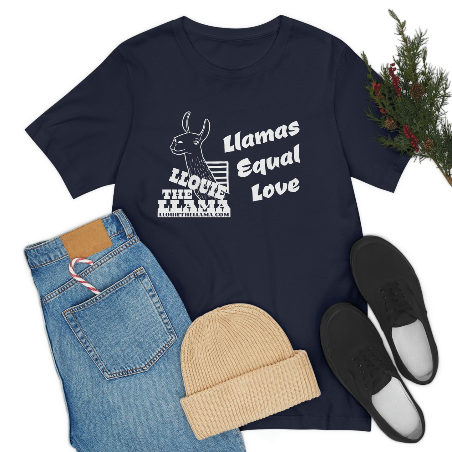 Llouie The Llama - Llamas Equal Love T-Shirt (White Print)