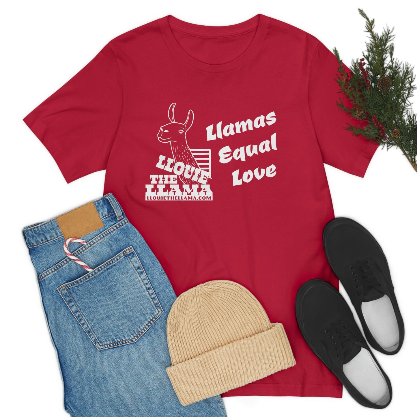 Llouie The Llama - Llamas Equal Love T-Shirt (White Print)