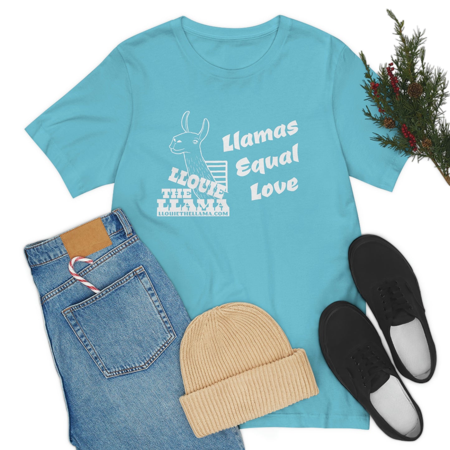 Llouie The Llama - Llamas Equal Love T-Shirt (White Print)