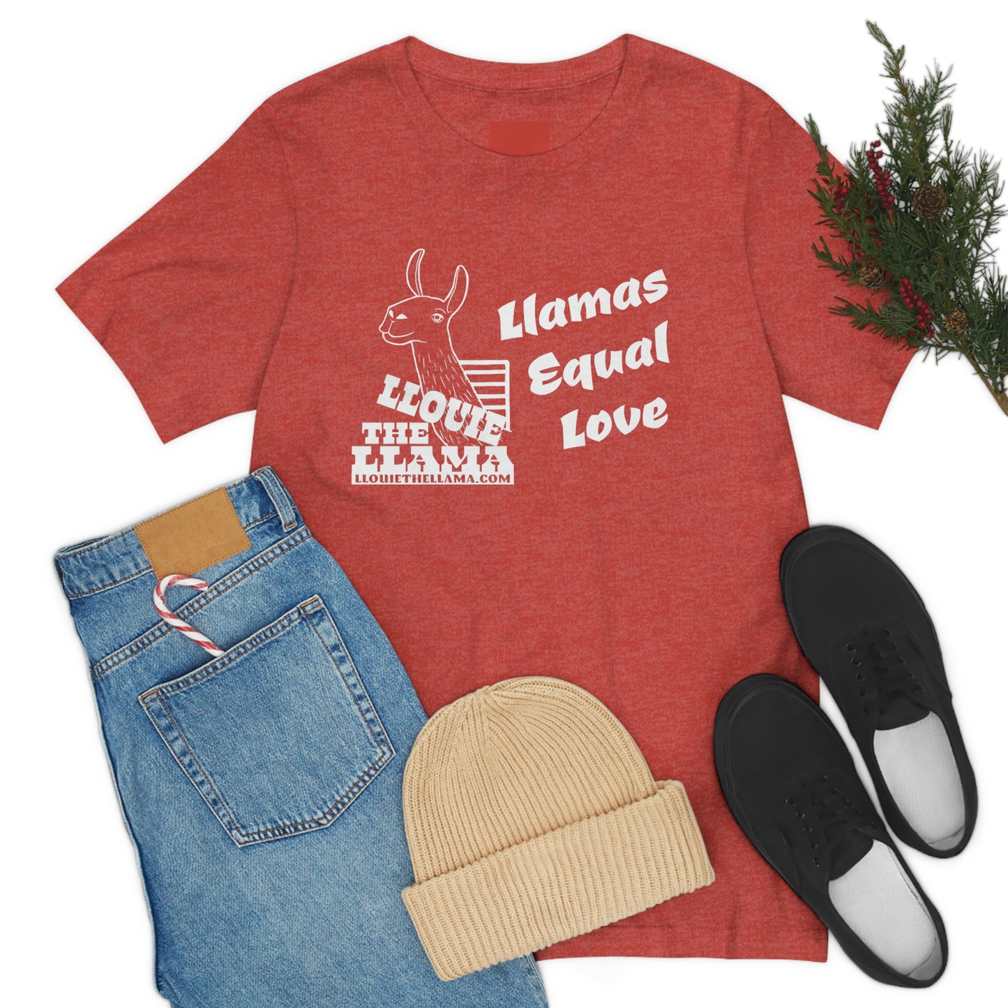 Llouie The Llama - Llamas Equal Love T-Shirt (White Print)