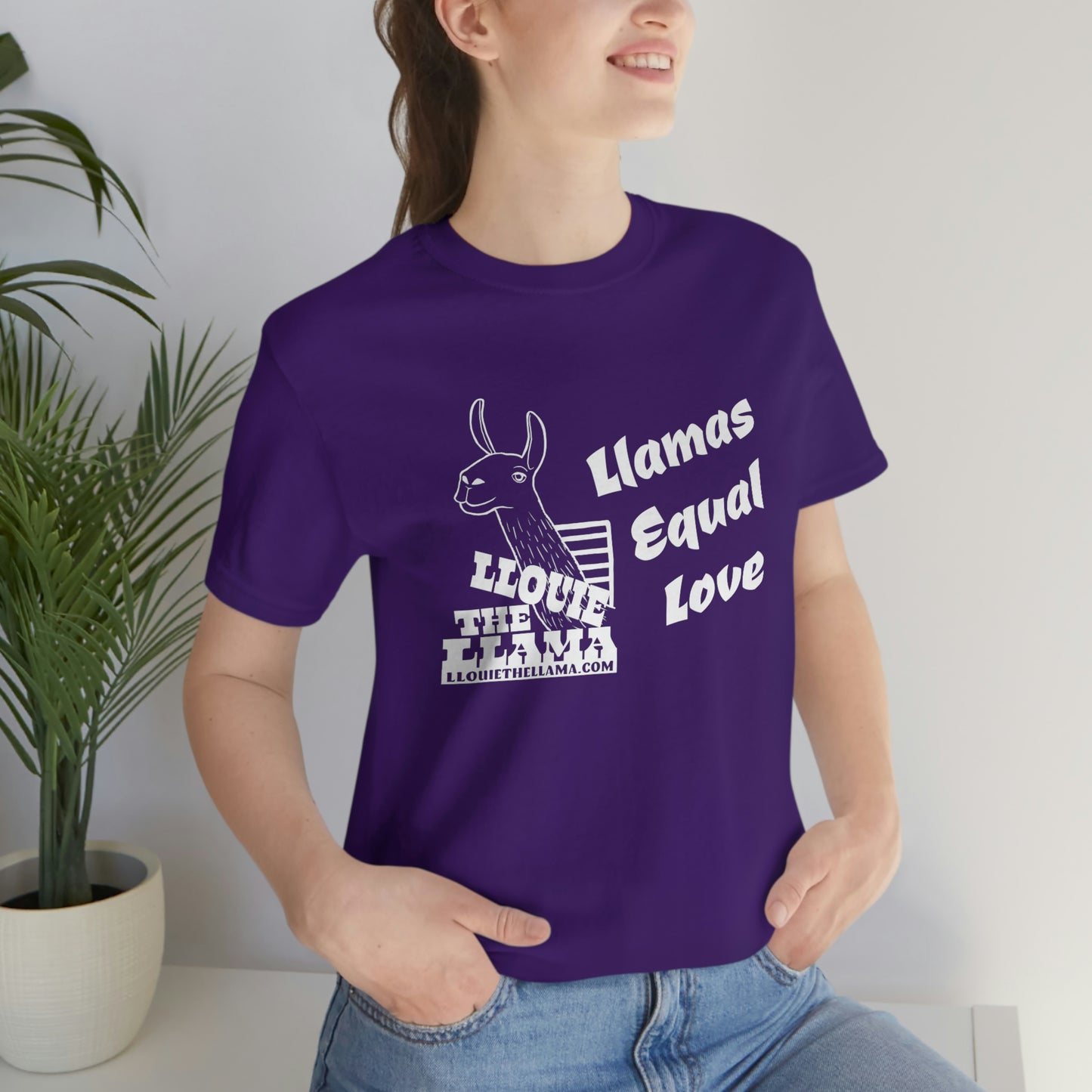 Llouie The Llama - Llamas Equal Love T-Shirt (White Print)