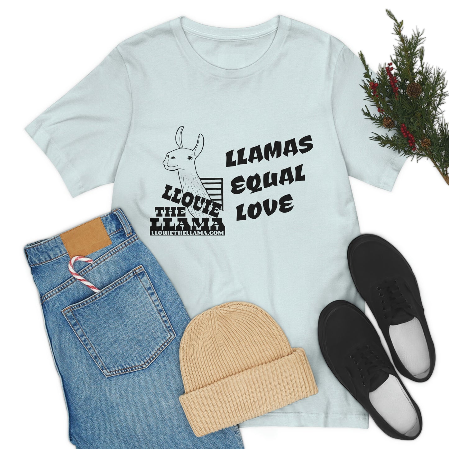 Llouie The Llama - Llamas Equal Love T-Shirt (Black Print)
