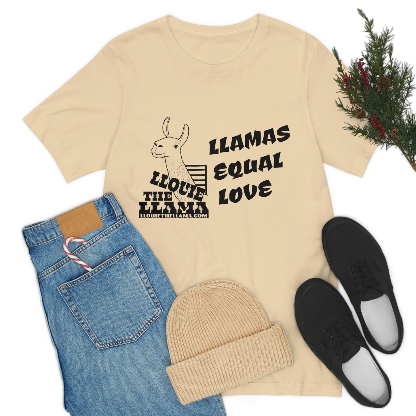 Llouie The Llama - Llamas Equal Love T-Shirt (Black Print)