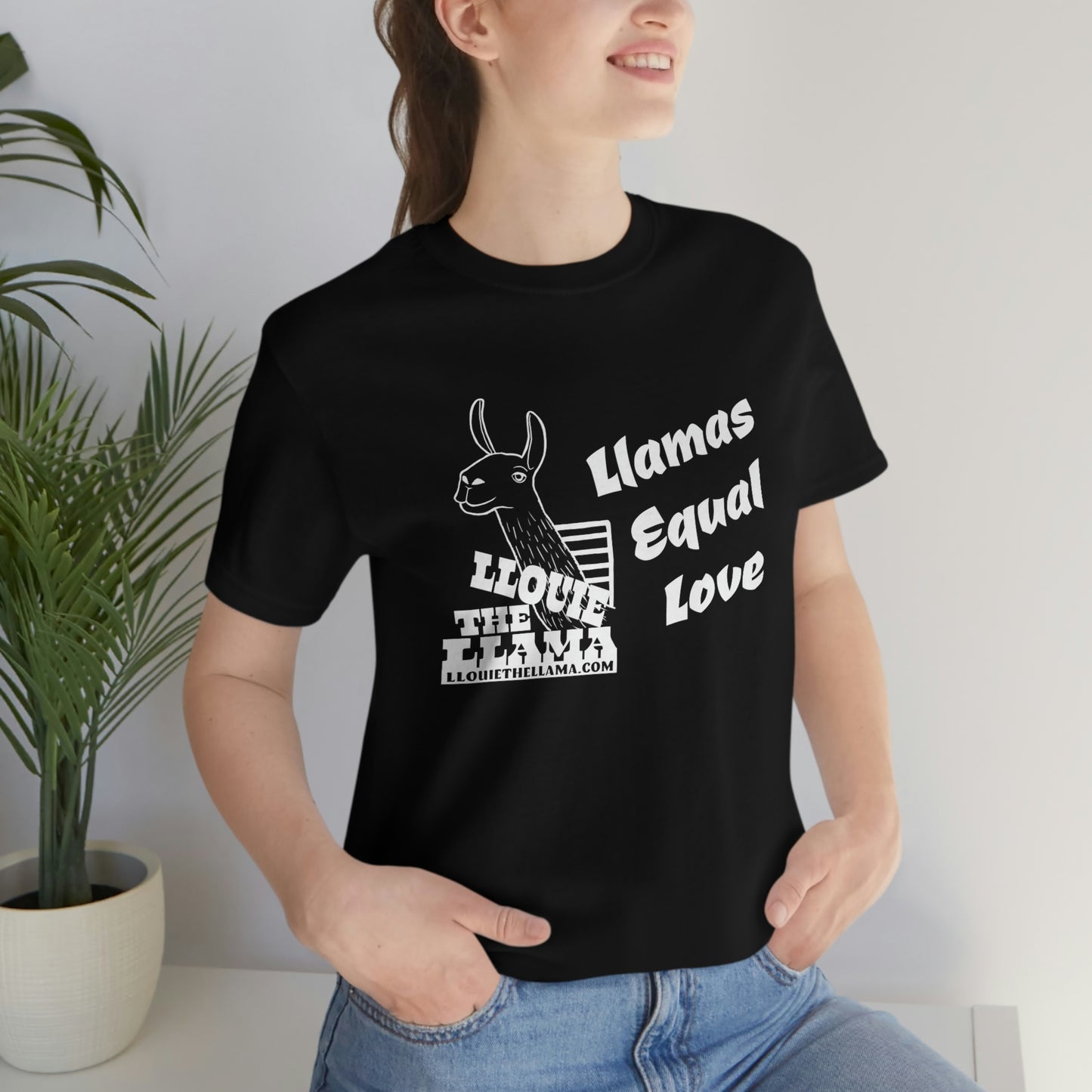 Llouie The Llama - Llamas Equal Love T-Shirt (White Print)