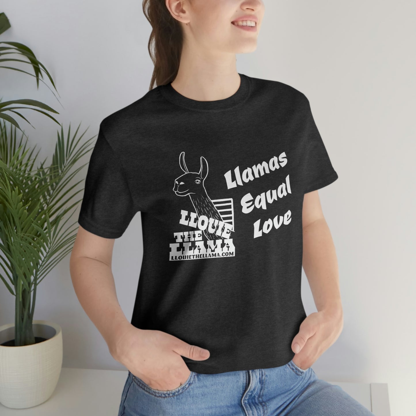 Llouie The Llama - Llamas Equal Love T-Shirt (White Print)