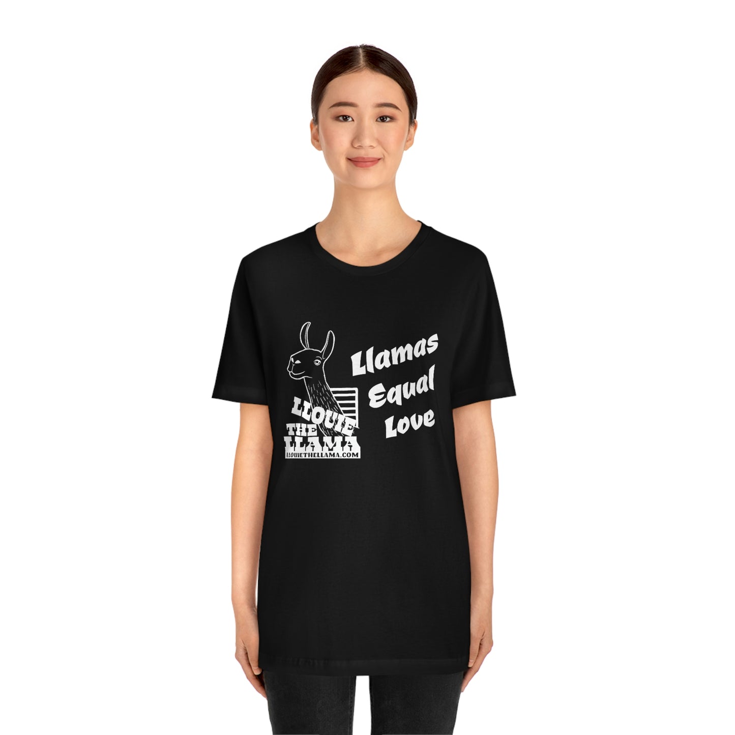 Llouie The Llama - Llamas Equal Love T-Shirt (White Print)