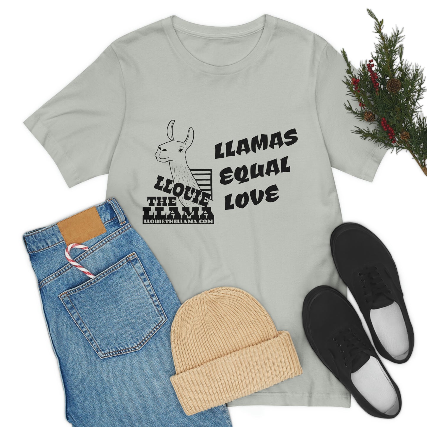 Llouie The Llama - Llamas Equal Love T-Shirt (Black Print)
