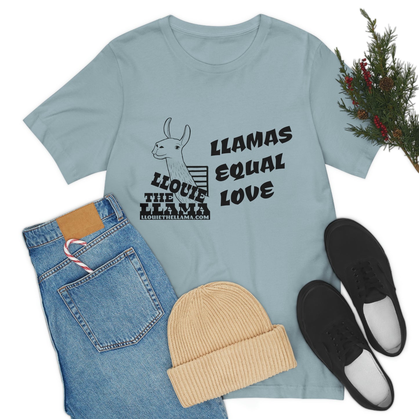Llouie The Llama - Llamas Equal Love T-Shirt (Black Print)