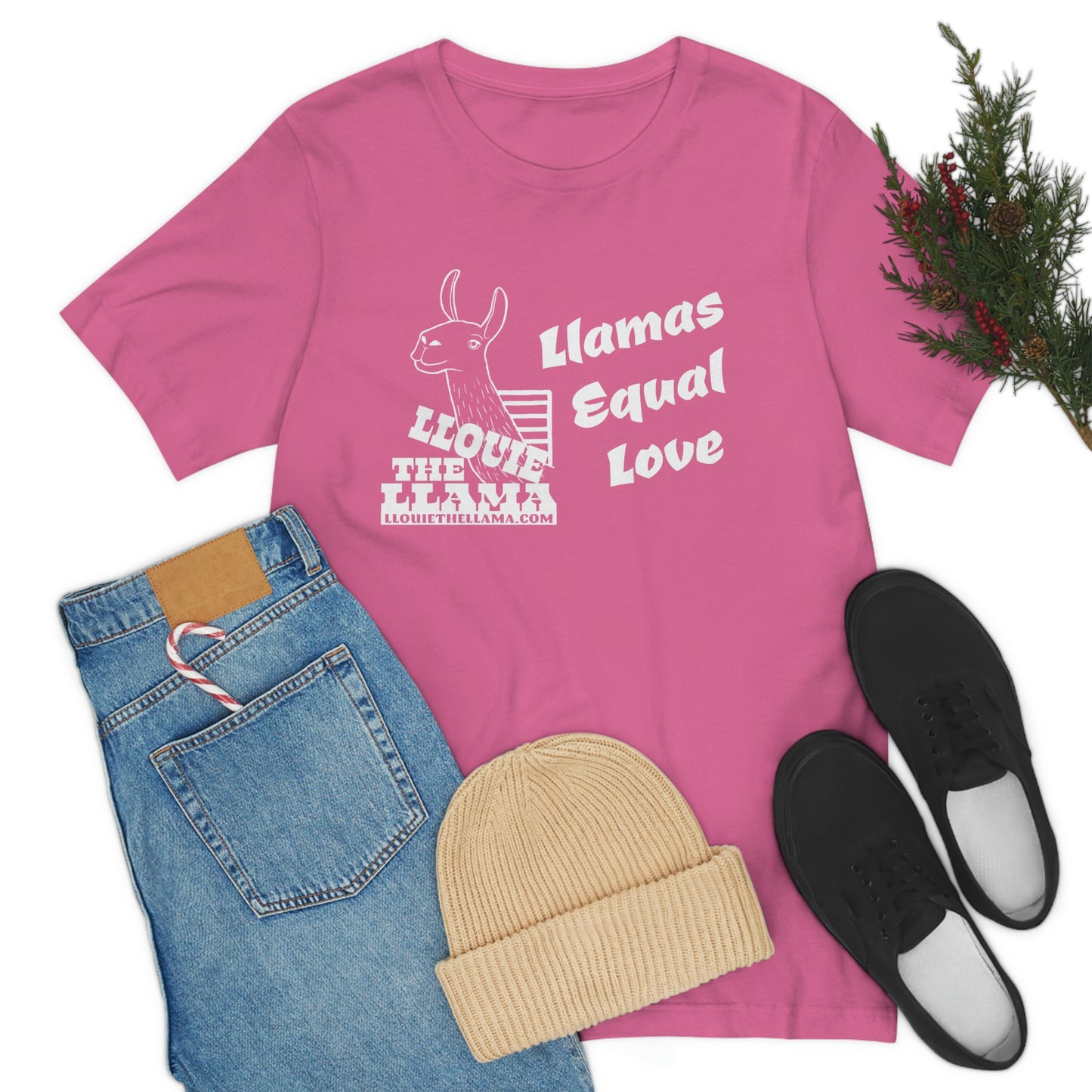 Llouie The Llama - Llamas Equal Love T-Shirt (White Print)