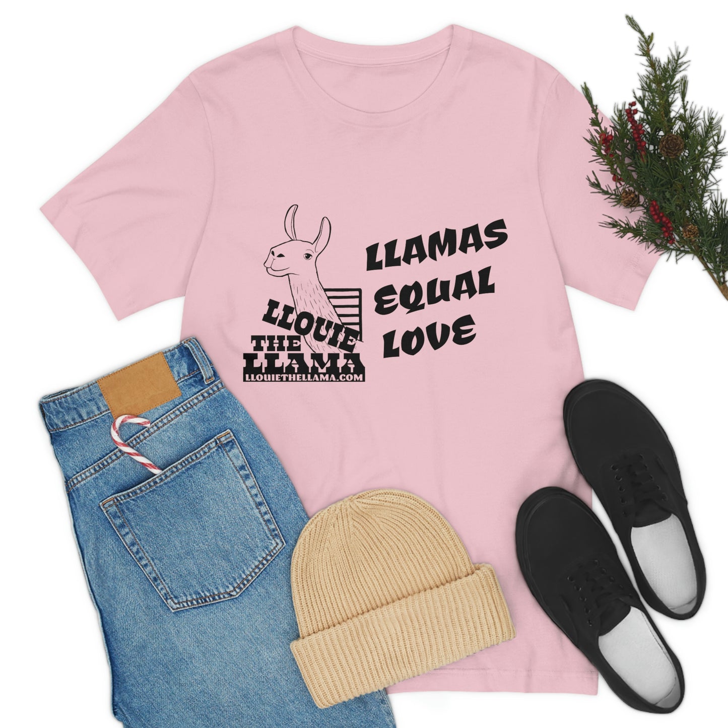 Llouie The Llama - Llamas Equal Love T-Shirt (Black Print)
