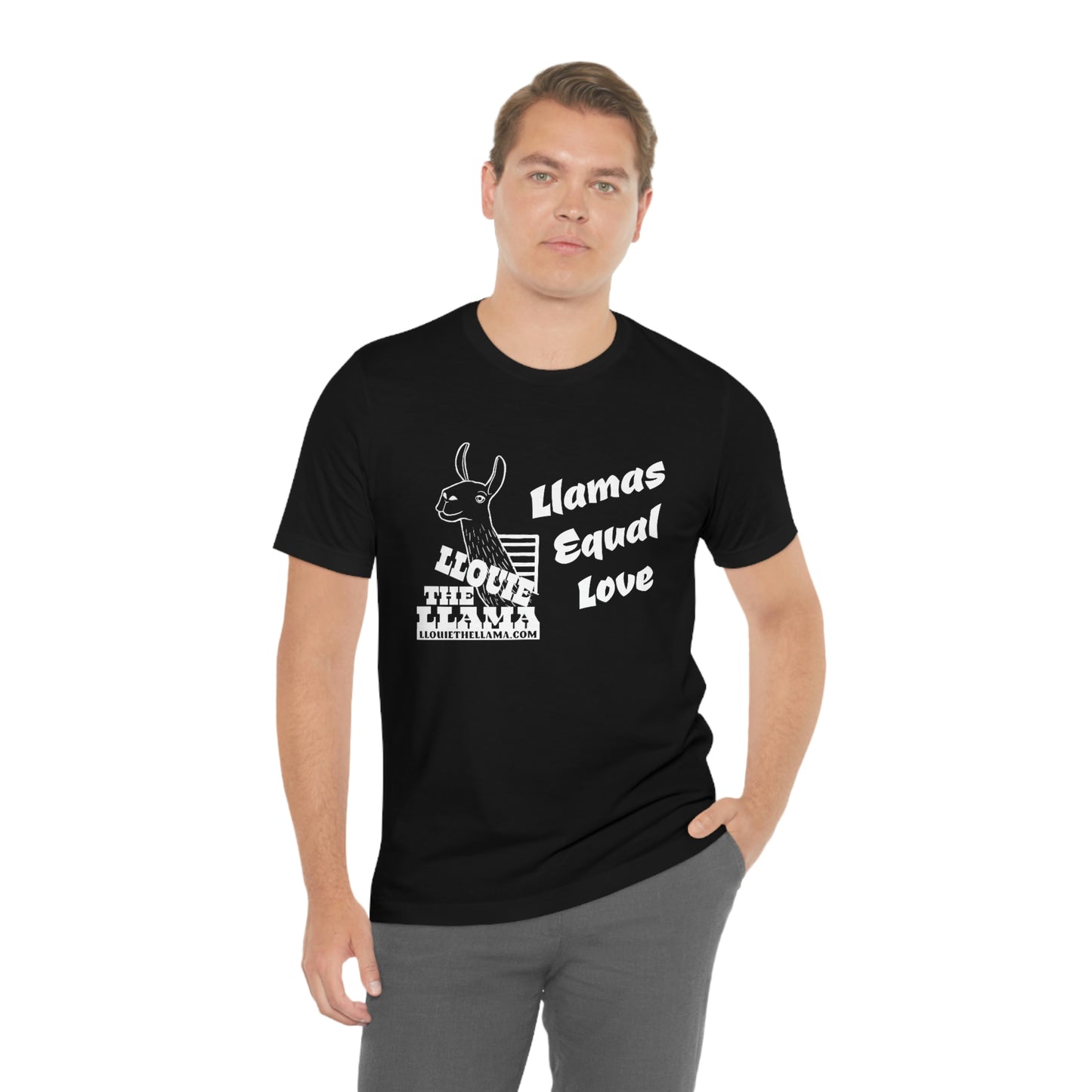 Llouie The Llama - Llamas Equal Love T-Shirt (White Print)