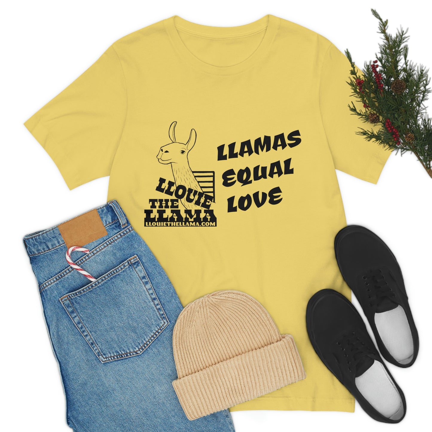 Llouie The Llama - Llamas Equal Love T-Shirt (Black Print)