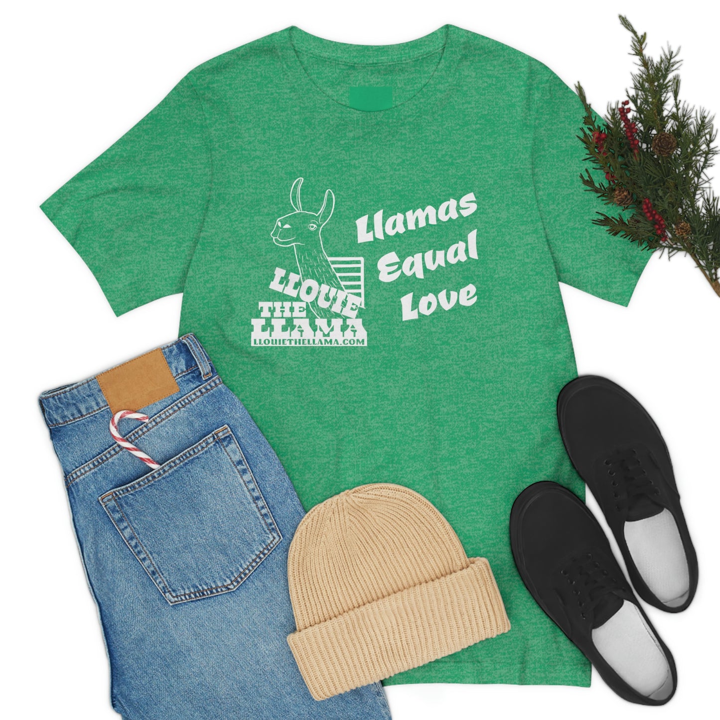 Llouie The Llama - Llamas Equal Love T-Shirt (White Print)
