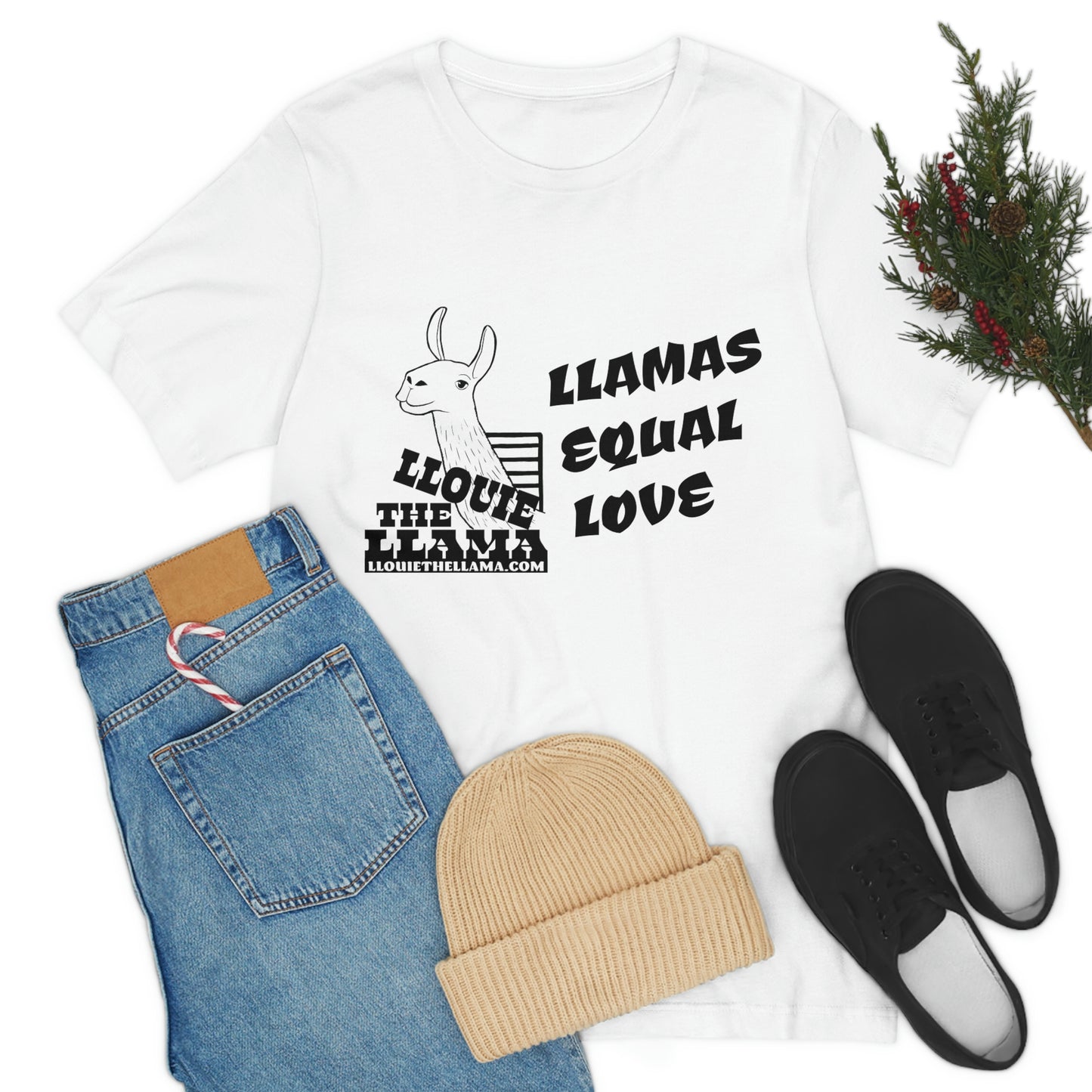 Llouie The Llama - Llamas Equal Love T-Shirt (Black Print)
