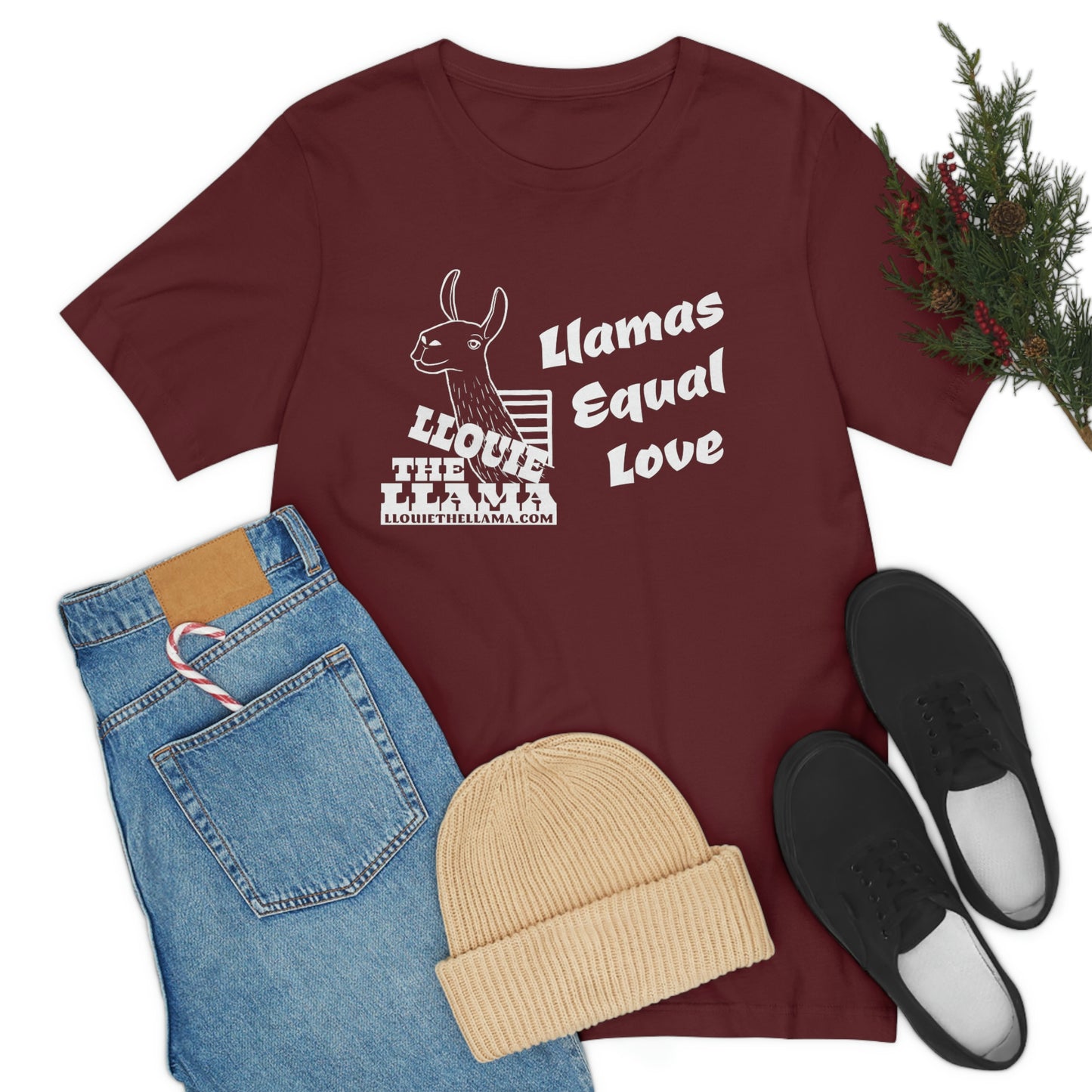 Llouie The Llama - Llamas Equal Love T-Shirt (White Print)
