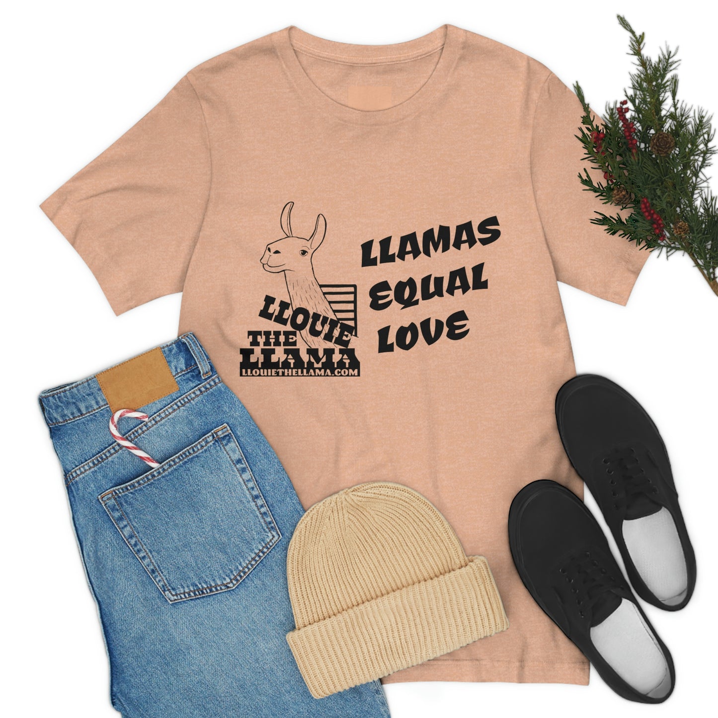 Llouie The Llama - Llamas Equal Love T-Shirt (Black Print)