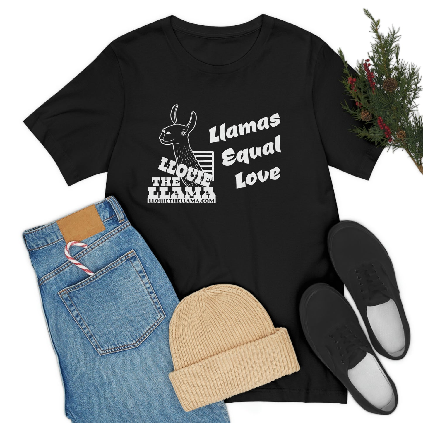 Llouie The Llama - Llamas Equal Love T-Shirt (White Print)