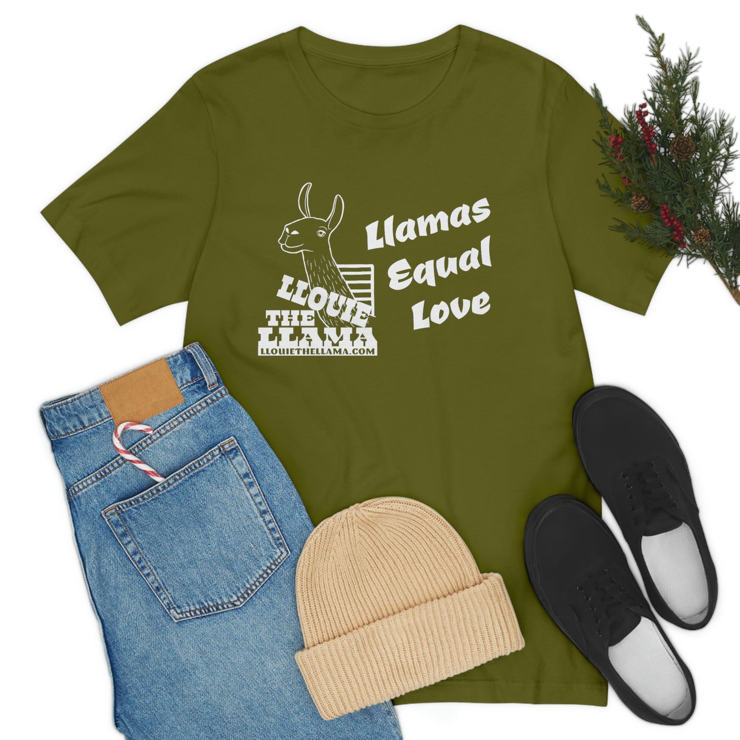 Llouie The Llama - Llamas Equal Love T-Shirt (White Print)