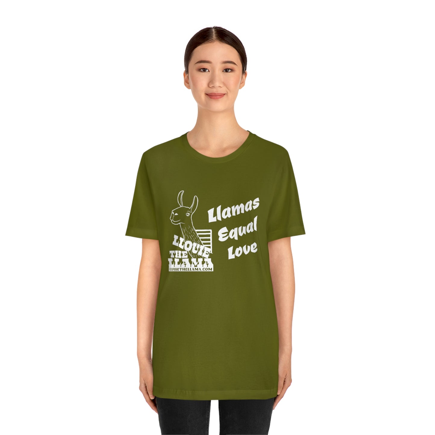 Llouie The Llama - Llamas Equal Love T-Shirt (White Print)