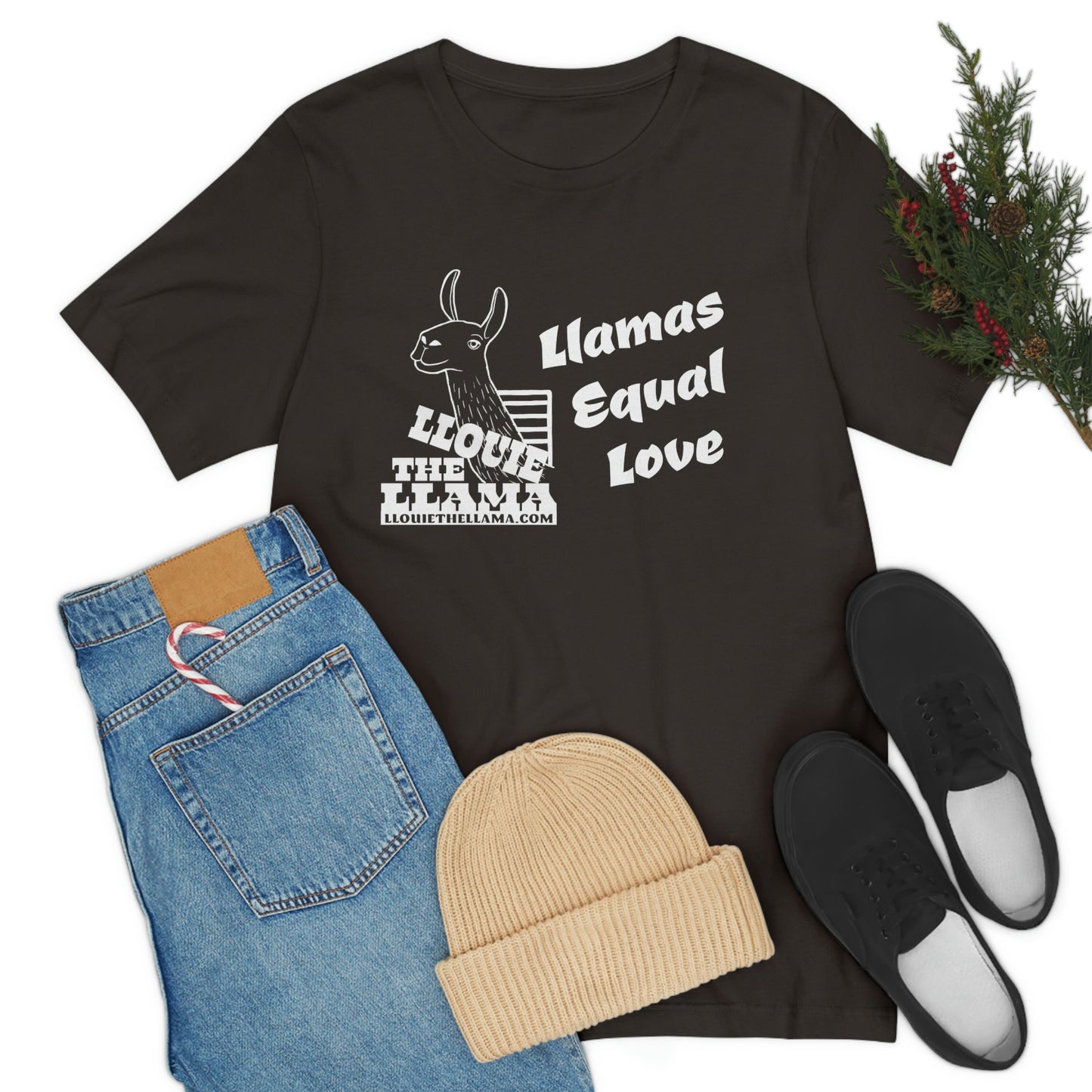 Llouie The Llama - Llamas Equal Love T-Shirt (White Print)