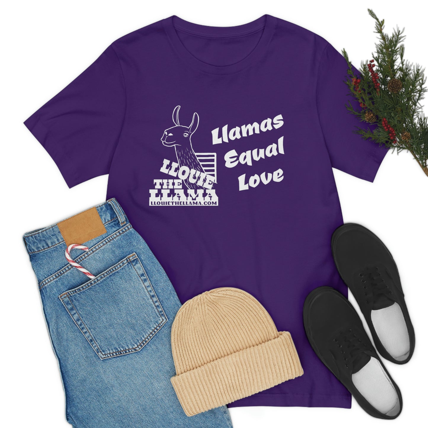 Llouie The Llama - Llamas Equal Love T-Shirt (White Print)