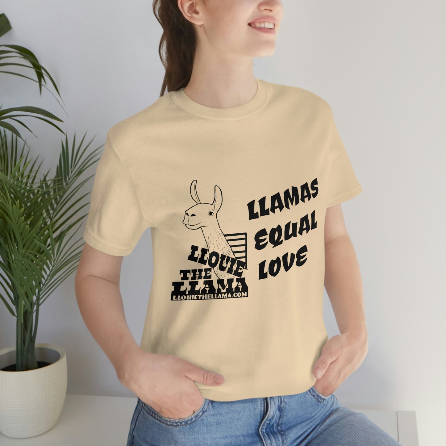 Llouie The Llama - Llamas Equal Love T-Shirt (Black Print)