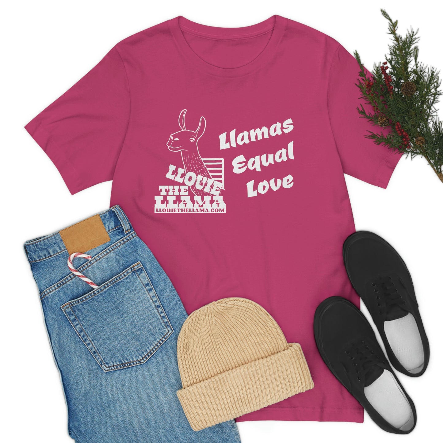 Llouie The Llama - Llamas Equal Love T-Shirt (White Print)