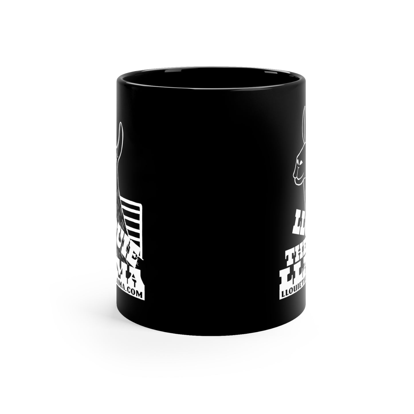 Llouie The Llama 11oz Black Mug (White Print)