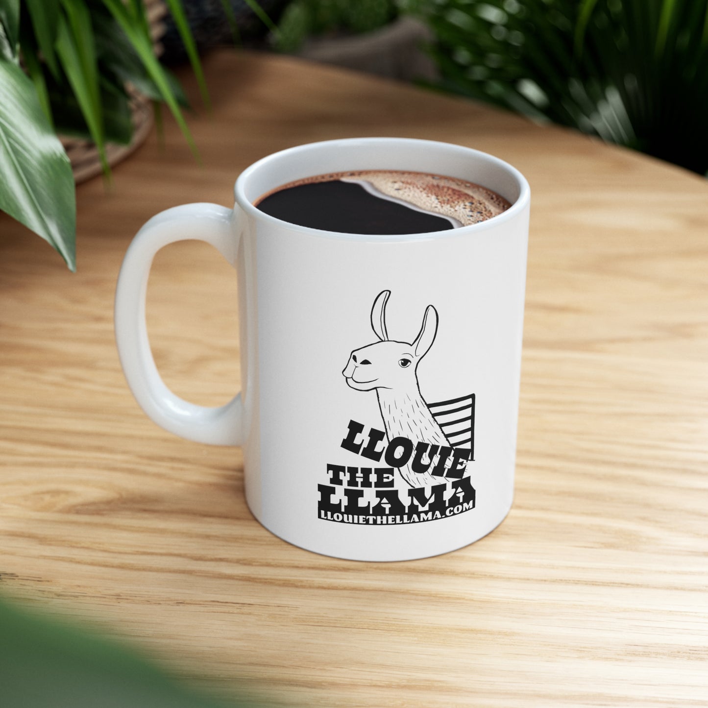 Llouie The Llama 11oz White Mug (Black Print)