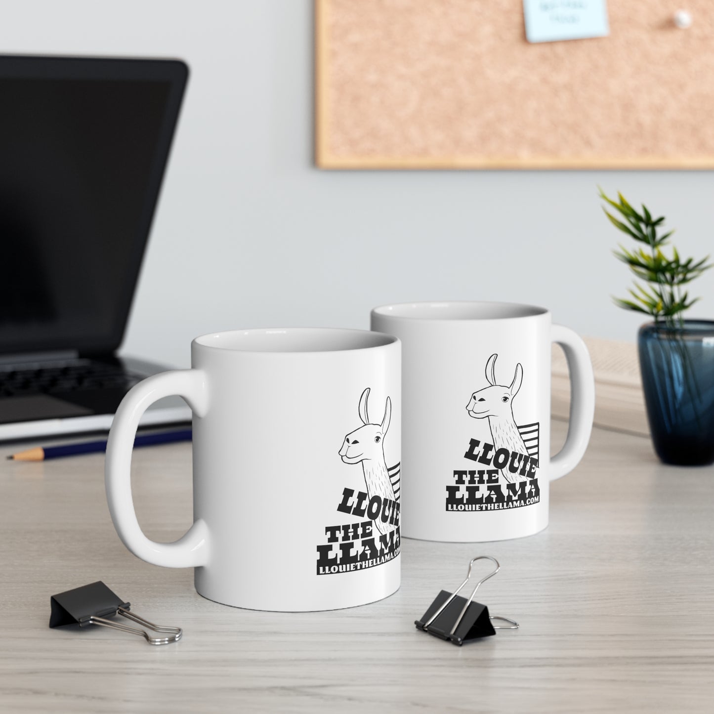 Llouie The Llama 11oz White Mug (Black Print)