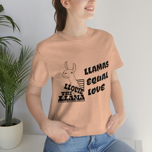 Llouie The Llama - Llamas Equal Love T-Shirt (Black Print)