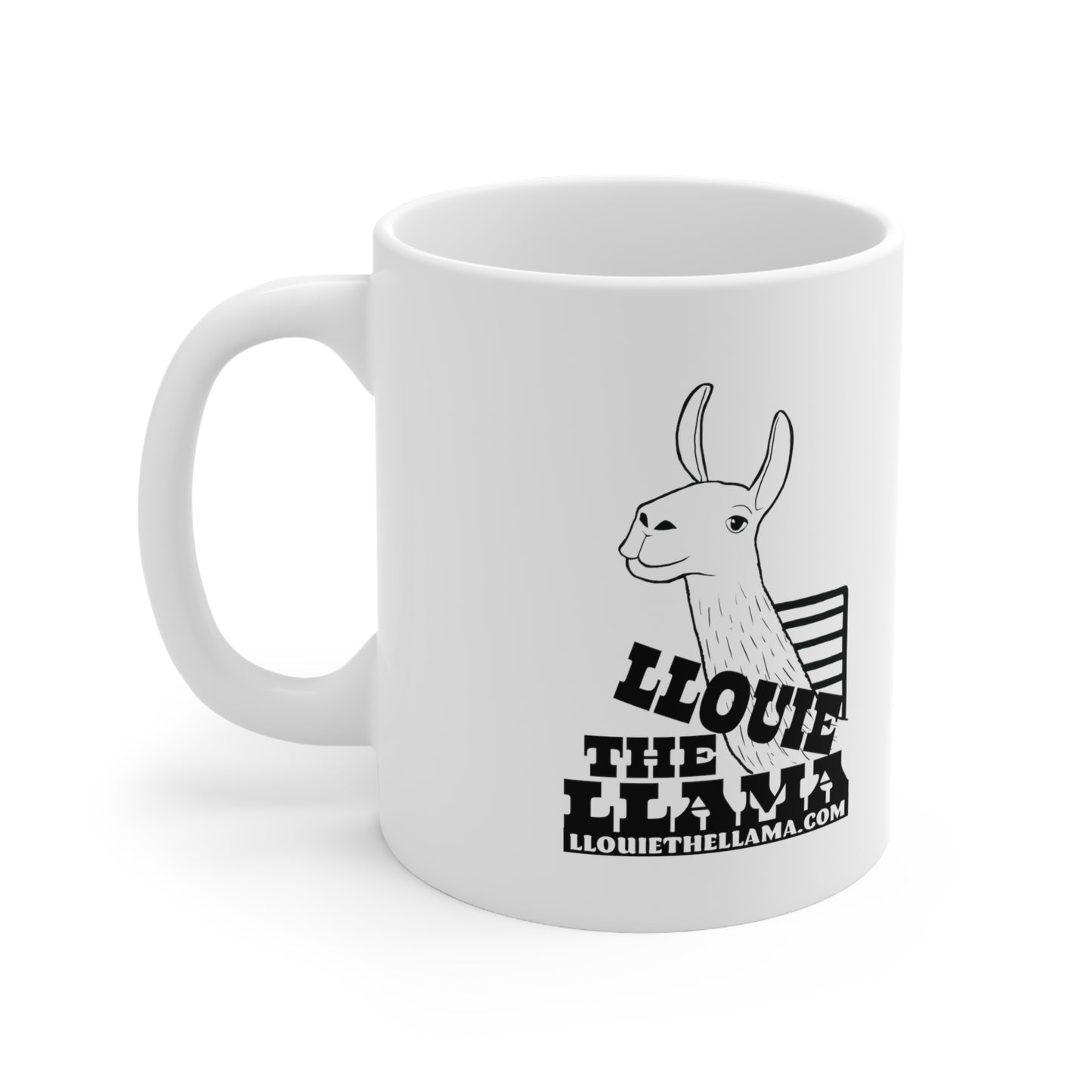 Llouie The Llama 11oz White Mug (Black Print)