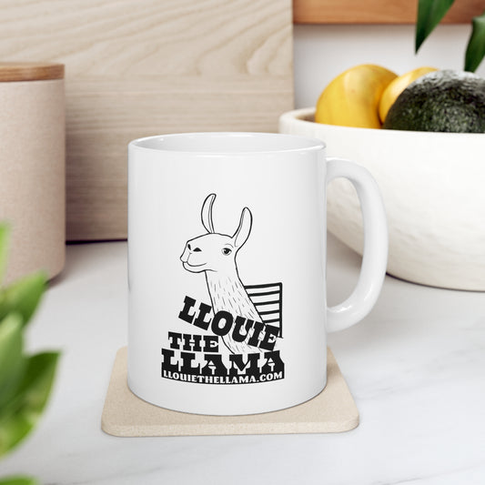 Llouie The Llama 11oz White Mug (Black Print)