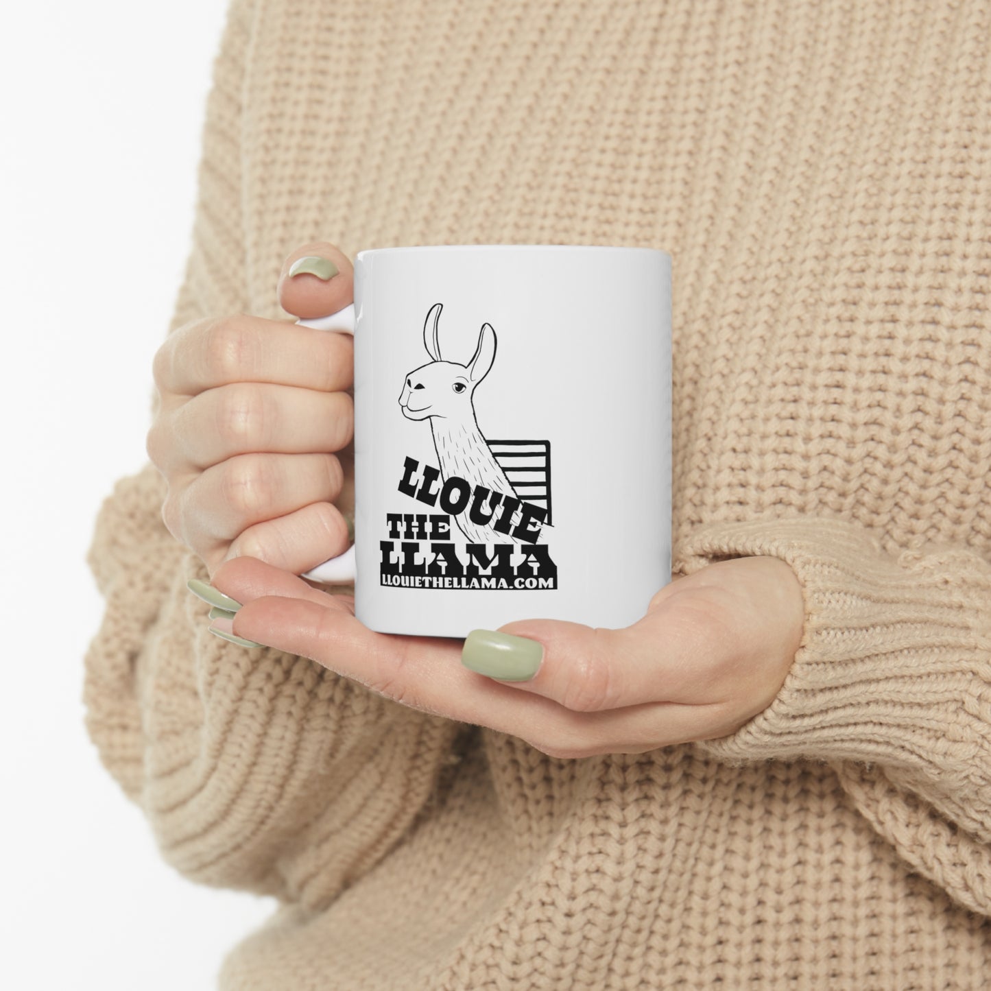 Llouie The Llama 11oz White Mug (Black Print)