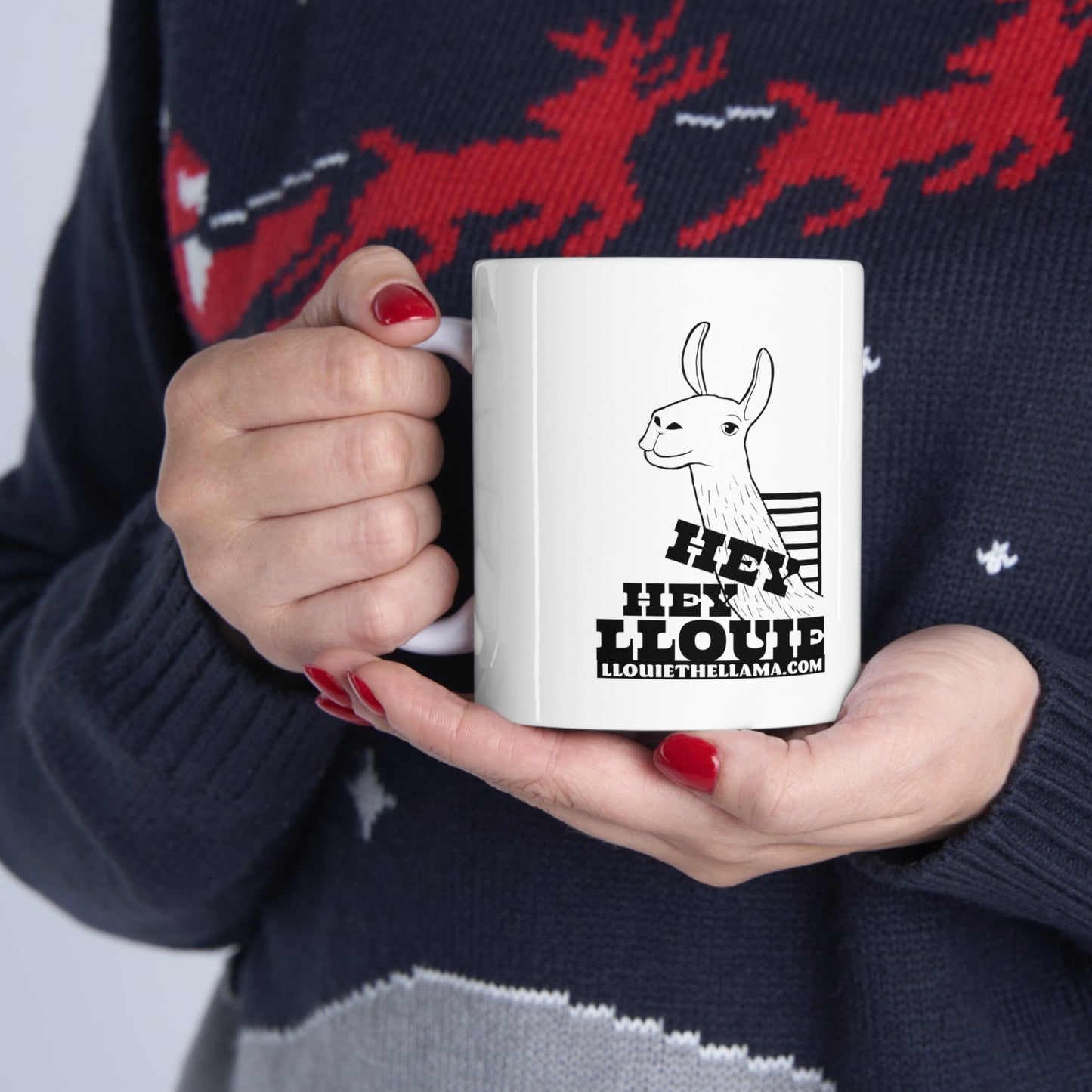 Hey Hey Llouie 11oz White Mug (Black Print)