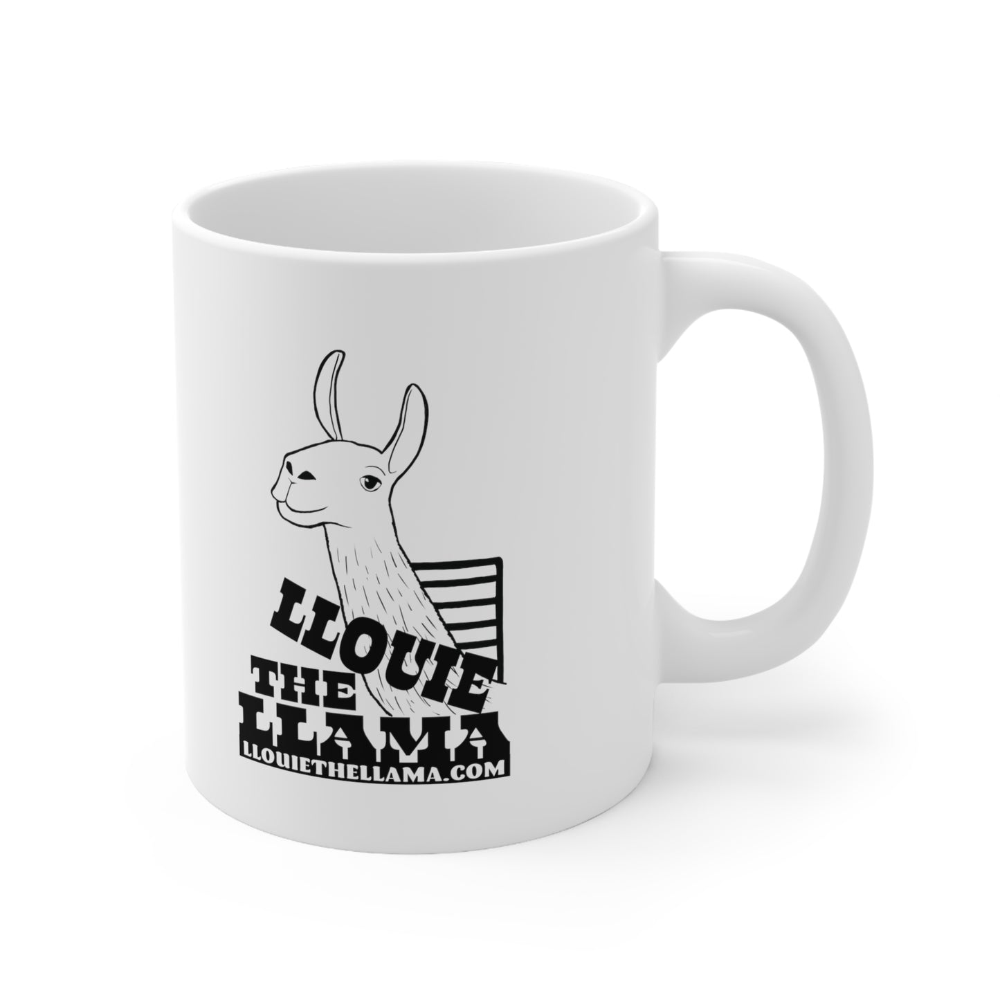 Llouie The Llama 11oz White Mug (Black Print)