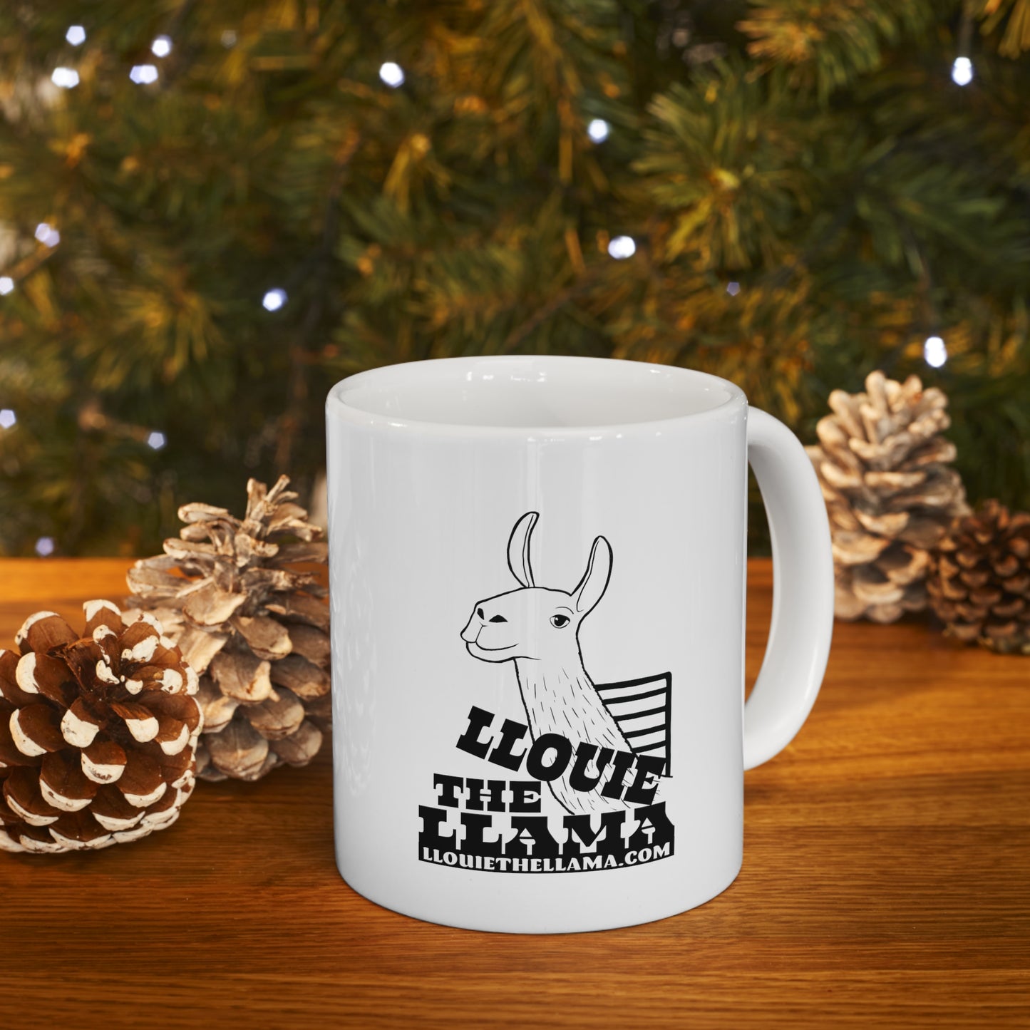 Llouie The Llama 11oz White Mug (Black Print)