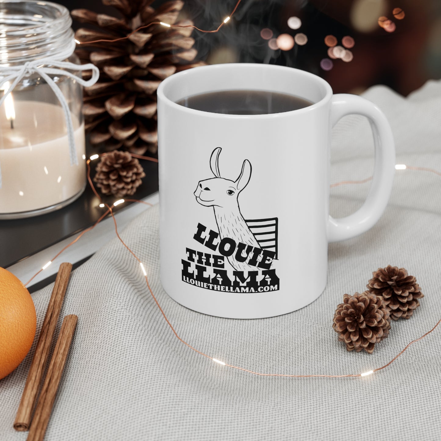 Llouie The Llama 11oz White Mug (Black Print)