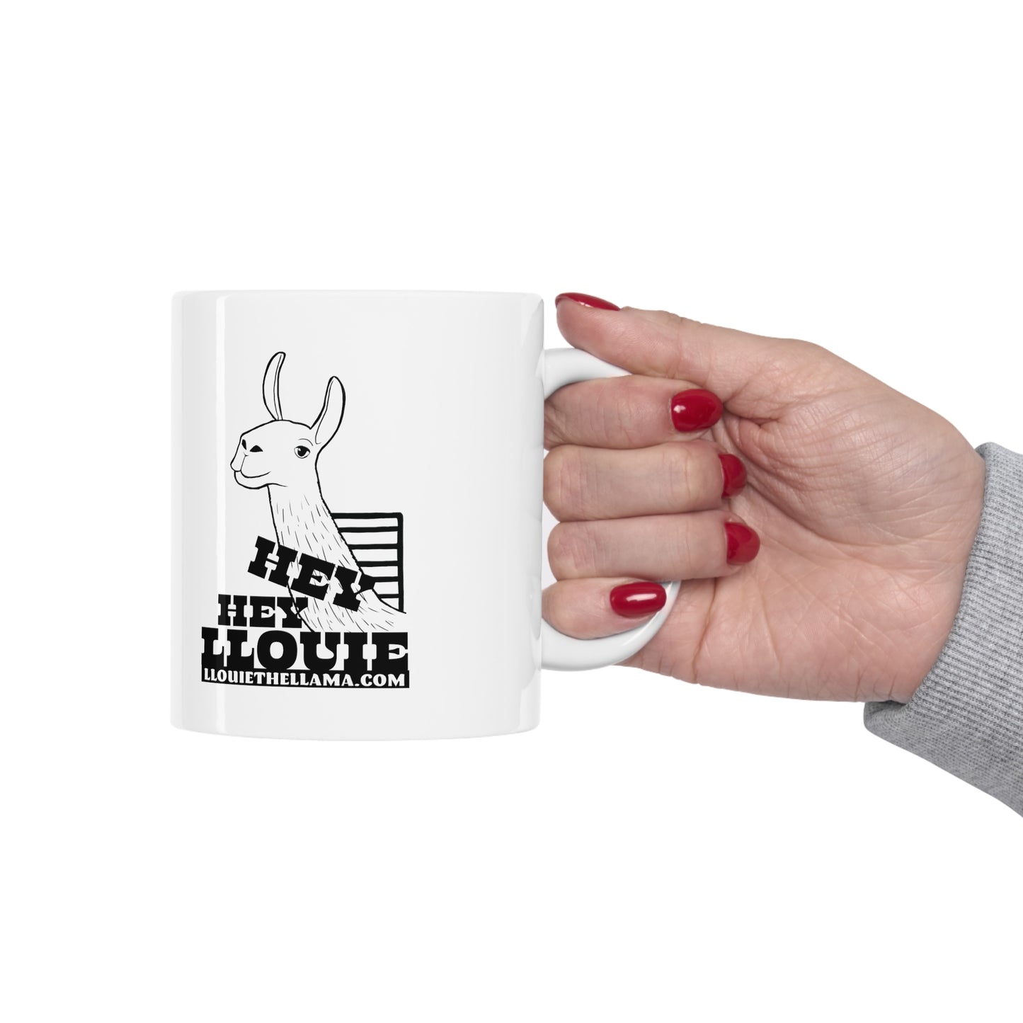 Hey Hey Llouie 11oz White Mug (Black Print)